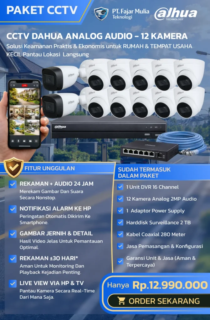 CCTV Dahua Analog Audio – 12 Kamera