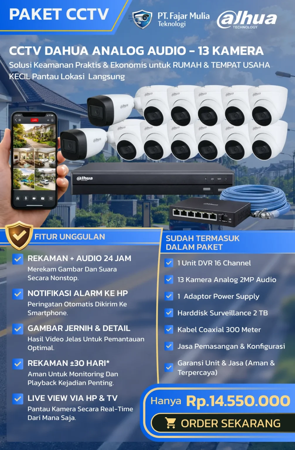 CCTV Dahua Analog Audio – 13 Kamera
