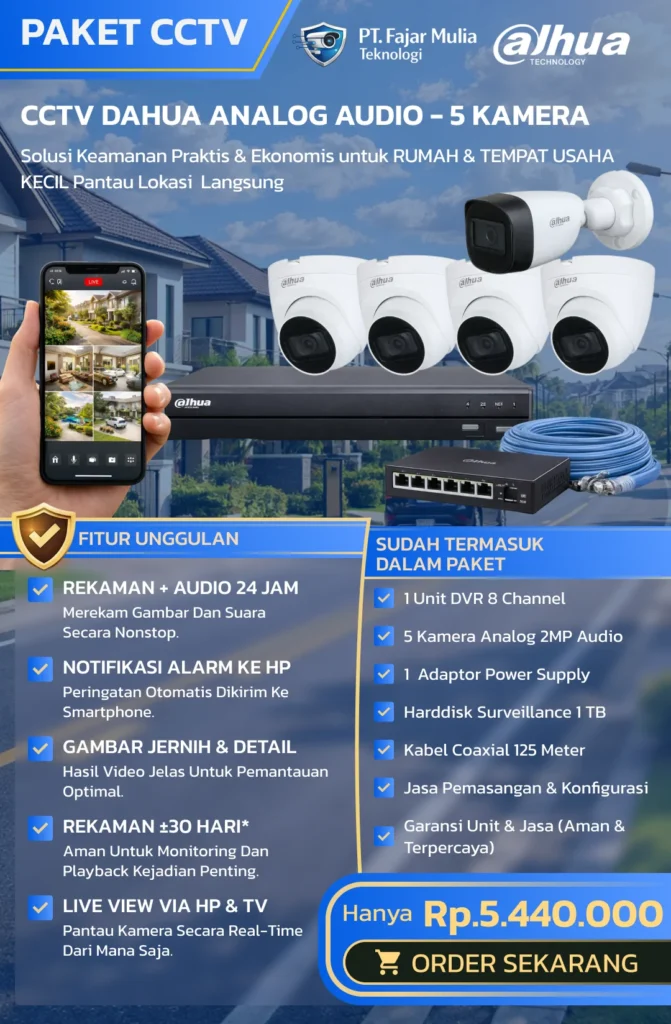 CCTV Dahua Analog Audio – 5 Kamera