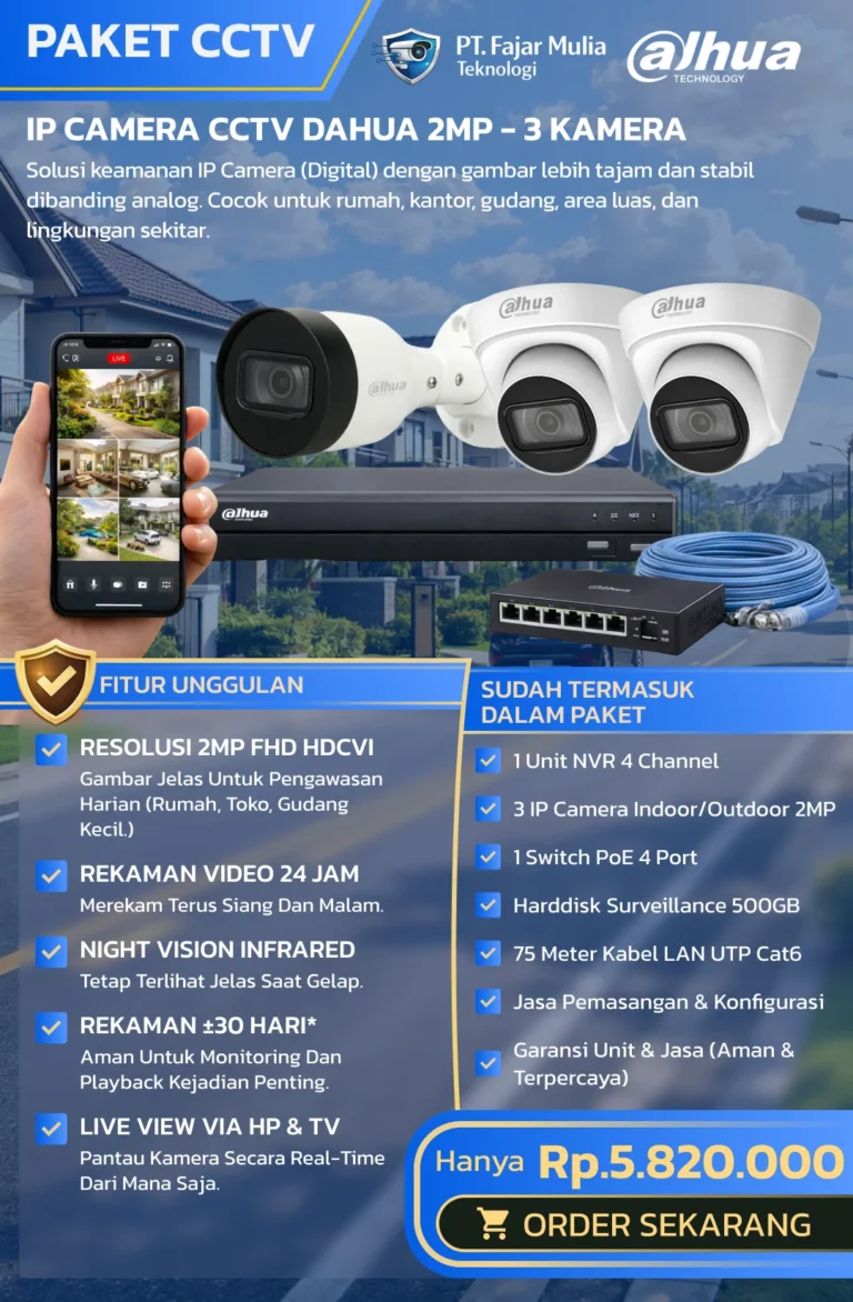 IP Camera CCTV Dahua 2MP – 3 Kamera