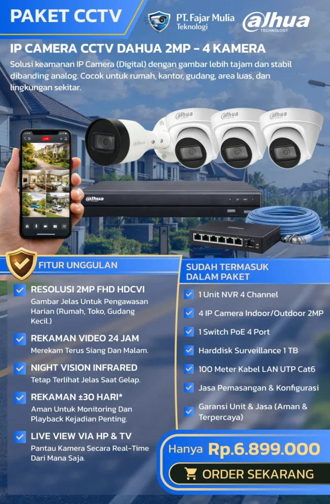 IP Camera CCTV Dahua 2MP – 4 Kamera