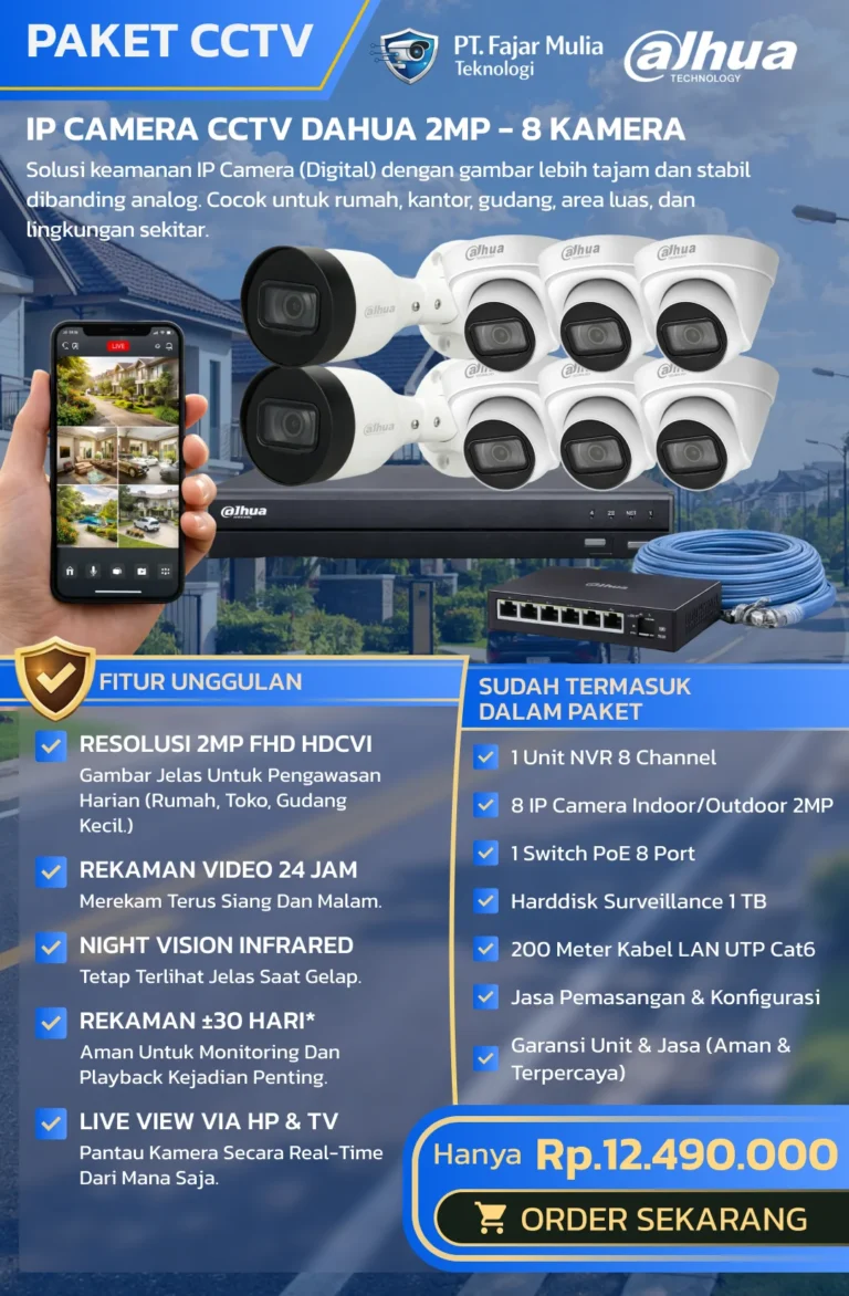 IP Camera CCTV Dahua 2MP – 8 Kamera