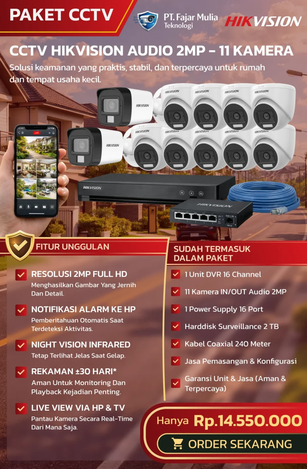 CCTV Hikvision Audio 2MP – 11 Kamera
