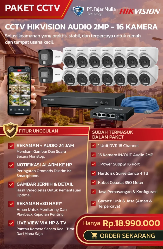 CCTV HIKVISION AUDIO 2MP – 16 KAMERA